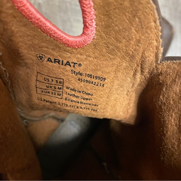 Ariat Brown Leather cowboy Boots with Pink Trim size 7.5 - Picture 3 of 9